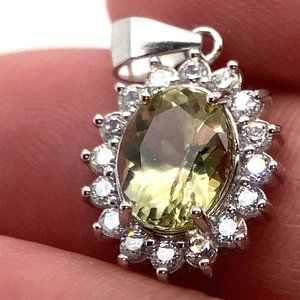 Yellow Tanzanite 2.25ct White Gold Finish Solid 925 Sterling Silver Pendant